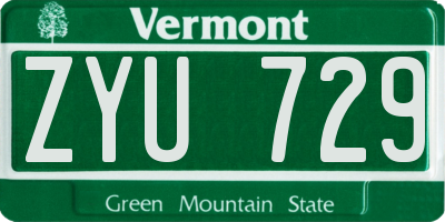 VT license plate ZYU729