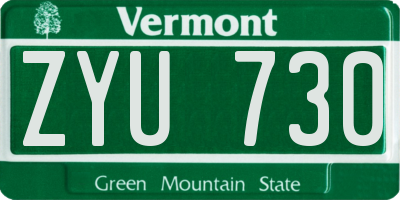 VT license plate ZYU730