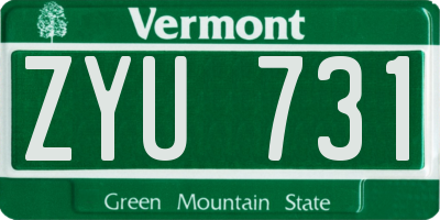 VT license plate ZYU731