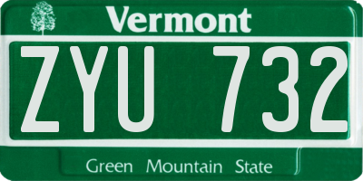 VT license plate ZYU732