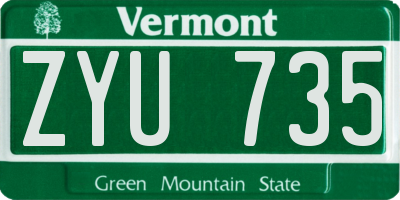VT license plate ZYU735