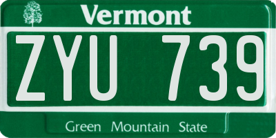 VT license plate ZYU739
