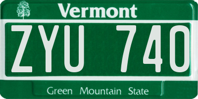 VT license plate ZYU740