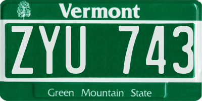 VT license plate ZYU743