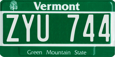 VT license plate ZYU744
