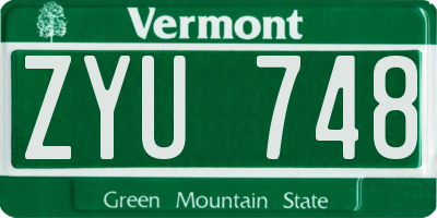 VT license plate ZYU748