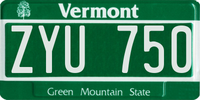 VT license plate ZYU750