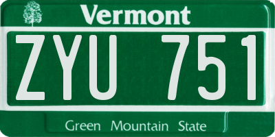 VT license plate ZYU751