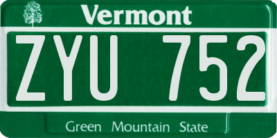VT license plate ZYU752