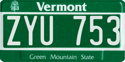 VT license plate ZYU753