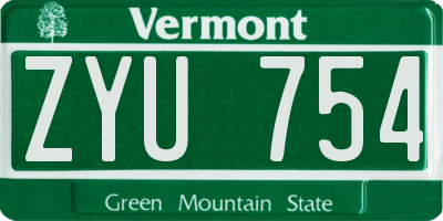 VT license plate ZYU754