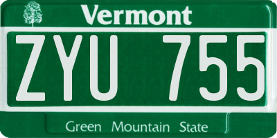VT license plate ZYU755
