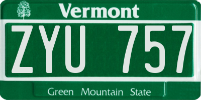 VT license plate ZYU757