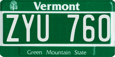 VT license plate ZYU760
