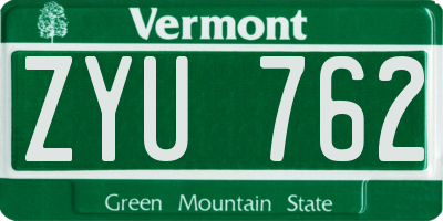 VT license plate ZYU762