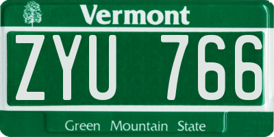 VT license plate ZYU766
