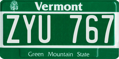 VT license plate ZYU767