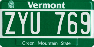 VT license plate ZYU769