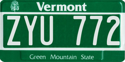 VT license plate ZYU772