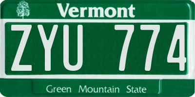 VT license plate ZYU774
