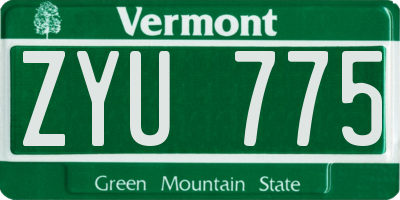 VT license plate ZYU775