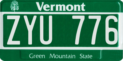 VT license plate ZYU776
