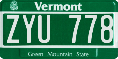 VT license plate ZYU778