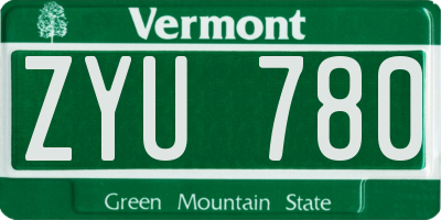 VT license plate ZYU780