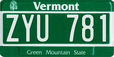 VT license plate ZYU781