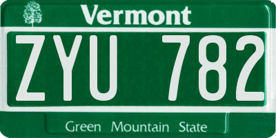 VT license plate ZYU782