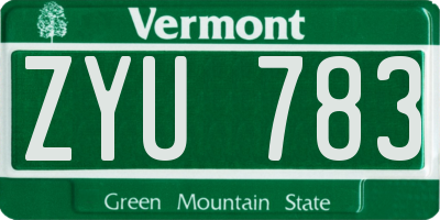 VT license plate ZYU783
