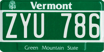 VT license plate ZYU786