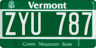 VT license plate ZYU787