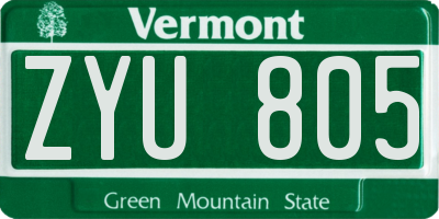VT license plate ZYU805