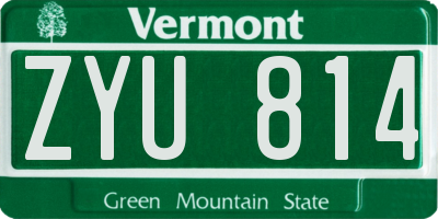 VT license plate ZYU814