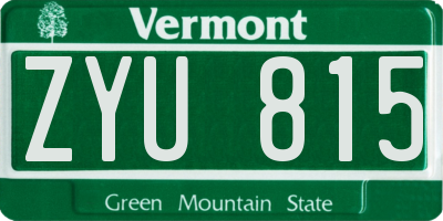 VT license plate ZYU815