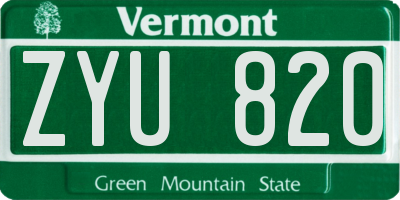 VT license plate ZYU820