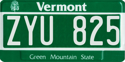 VT license plate ZYU825