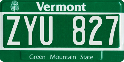 VT license plate ZYU827