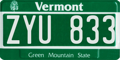 VT license plate ZYU833