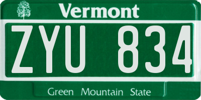 VT license plate ZYU834