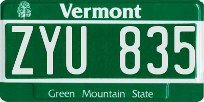 VT license plate ZYU835