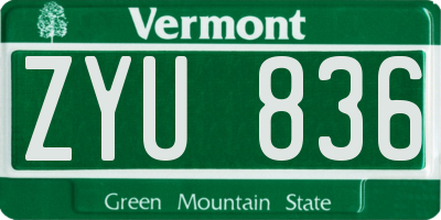 VT license plate ZYU836