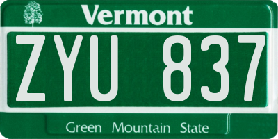 VT license plate ZYU837
