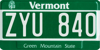 VT license plate ZYU840