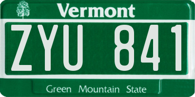 VT license plate ZYU841