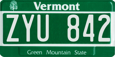 VT license plate ZYU842
