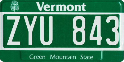 VT license plate ZYU843