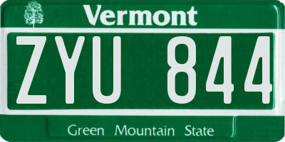 VT license plate ZYU844