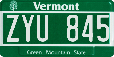 VT license plate ZYU845